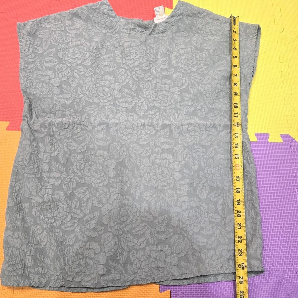 Fashion Options Women's Size 10 Gray Silk Blouse Floral Jacquard Textured‎ Top